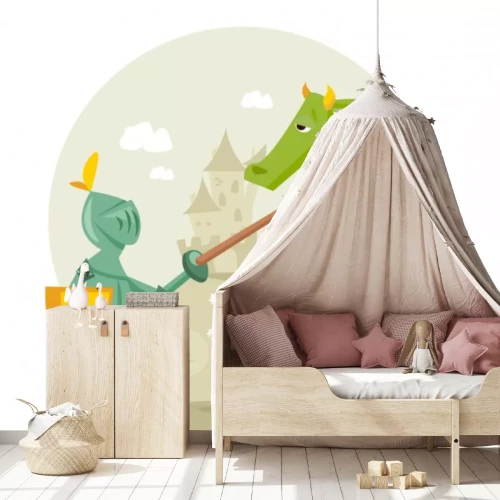 Sticker De ridder die de lans op de draak brak