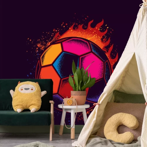 Sticker Contrastafbeelding met een bal omgeven door vlammen