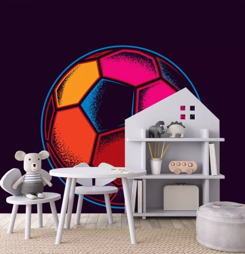 Sticker Veelkleurige voetbal op een donkere achtergrond