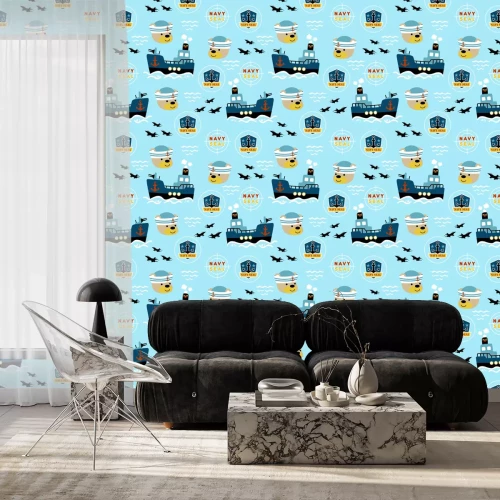 Behang seamless pattern of navy seal cartoon
