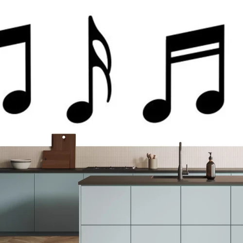 Sticker Music notes icons set. Vector illustration