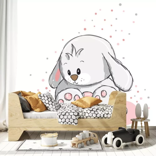 Sticker Wit konijntje met hangende oren