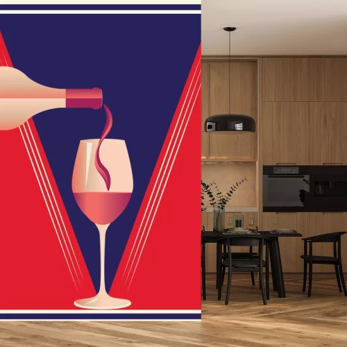 Sticker Wine retro poster