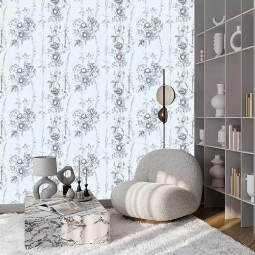 Behang Rozenstruiken in blauw