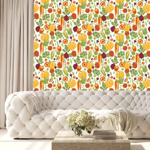 Behang Gezonde kleurrijke groenten op een witte achtergrond