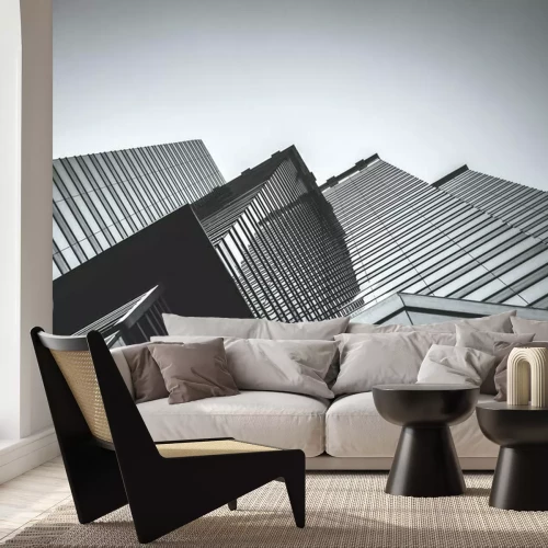 Fotobehang Hong Kong Commercial Building Close Up; Black and White style