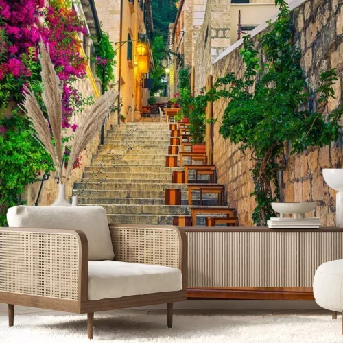 Fotobehang Een straat in Kroatië met stenen architectuur