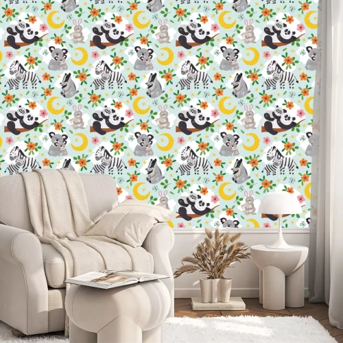 Behang Leuke safaridieren voor kinderen