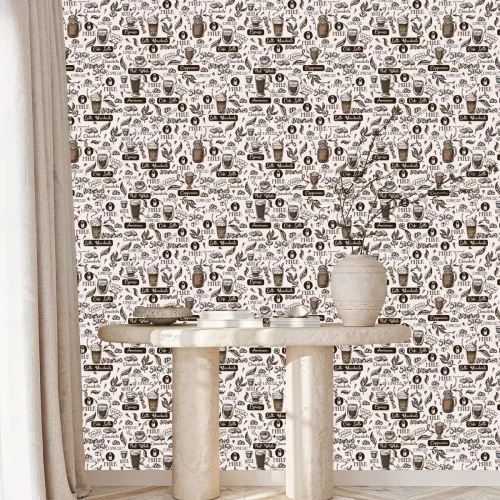 Behang Seamless pattern with coffee cups. Vector.