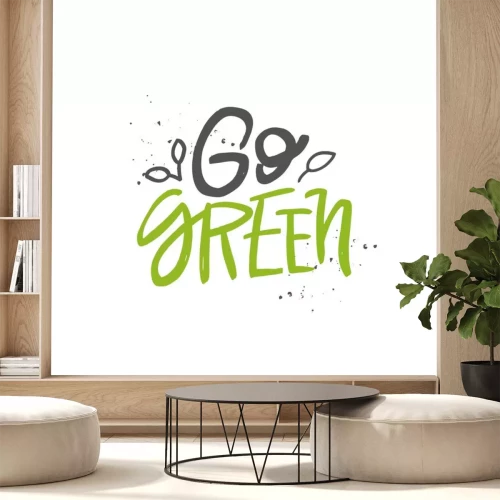 Sticker Go green vector handwritten quote, motivational brush lettering inscription. Zero waste concept.