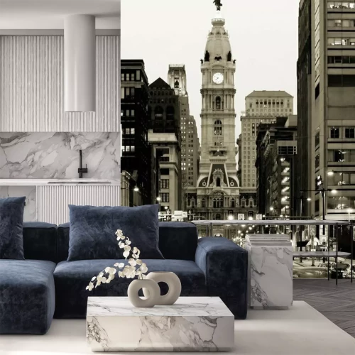 Fotobehang Panoramische straat in de VS