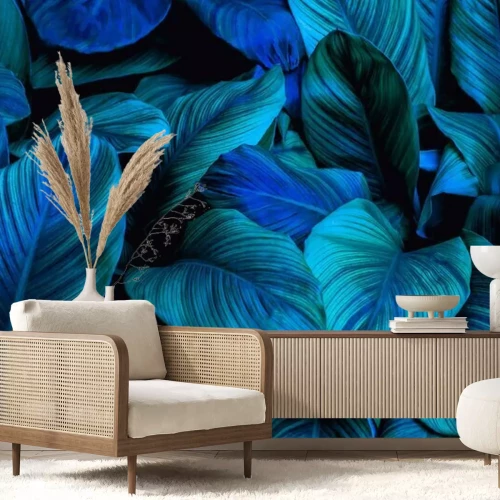 Fotobehang Groene en blauwe planten