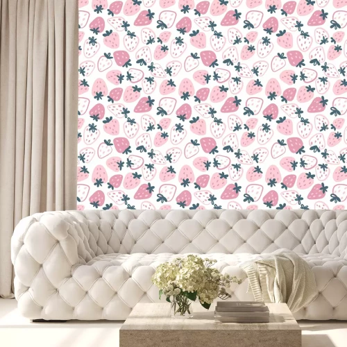 Behang Grafische roze aardbeien