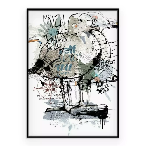 Poster Moderne afbeelding met een zeemeeuw