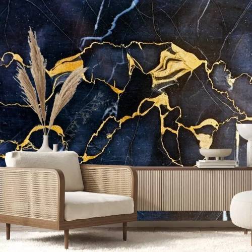 Fotobehang Ader van geel marmer