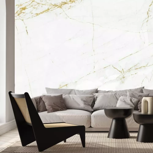 Fotobehang Gele barsten op wit marmer