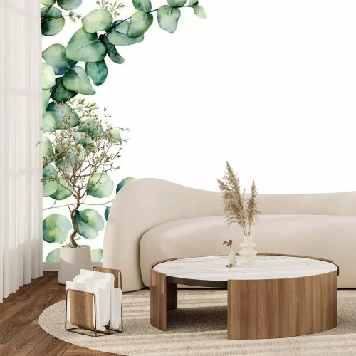 Fotobehang Aquarel eucalyptus plant