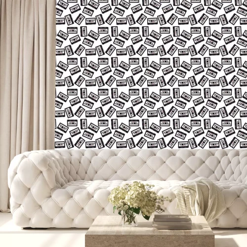 Behang Seamless pattern in retro style with audio cassettes