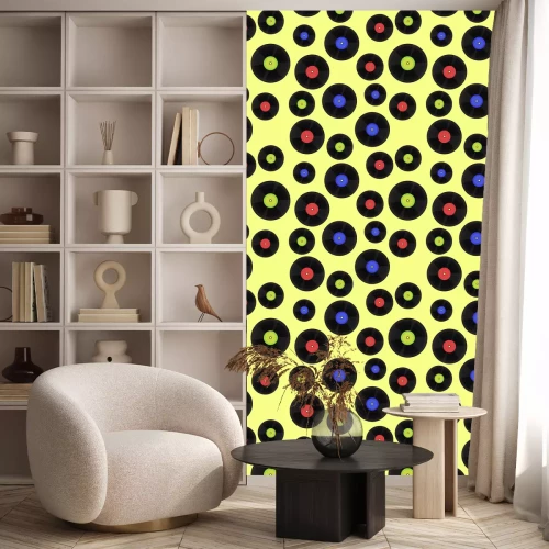 Behang Seamless pattern with vinyl records. vector image