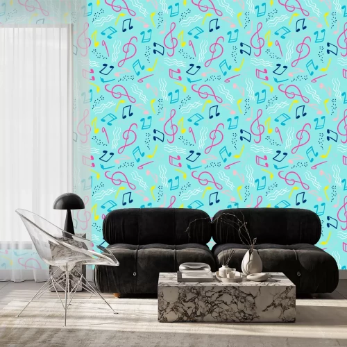 Behang Seamless pattern with musical notes. Vector hand draw background
