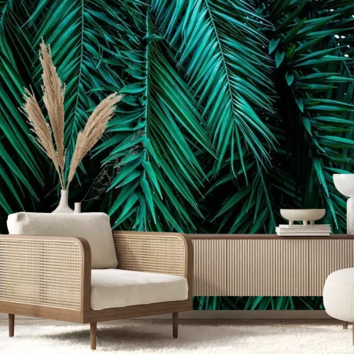Fotobehang Tropische palmbladeren 3D