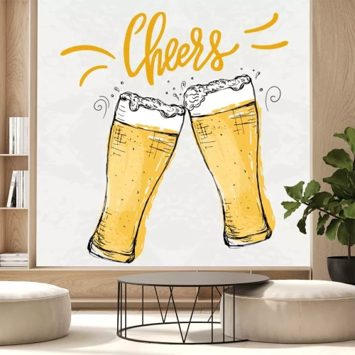 Sticker Poster with two hand drawn beer glasses