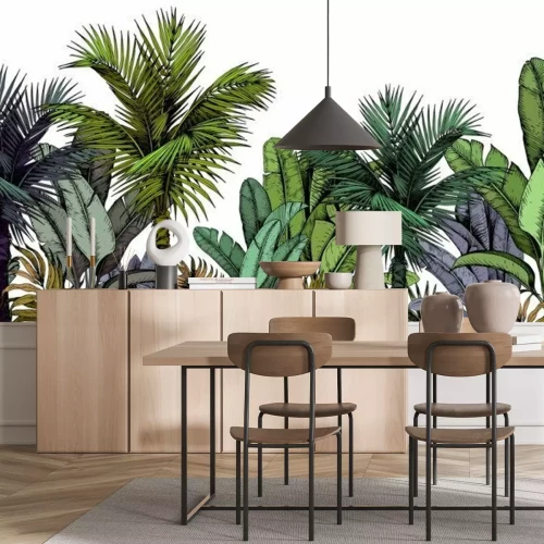 Sticker Tropische vegetatie opvallende veelkleurige illustratie