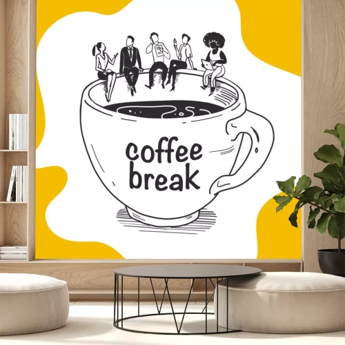 Sticker Mensen zitten op een kopje met koffie