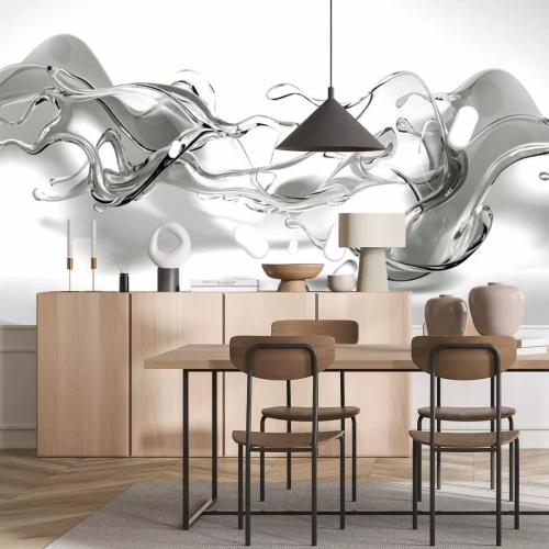 Sticker 3d transparante vloeistof op witte achtergrond