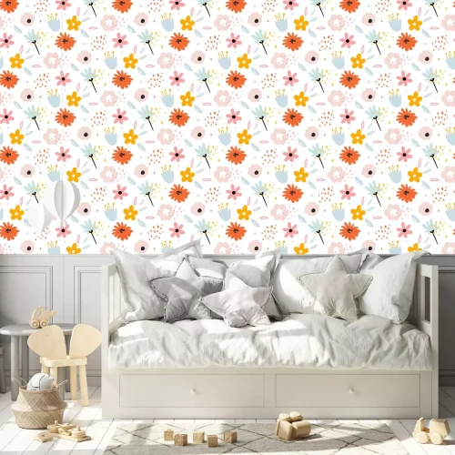 Behang Bloemen in Scandinavische stijl