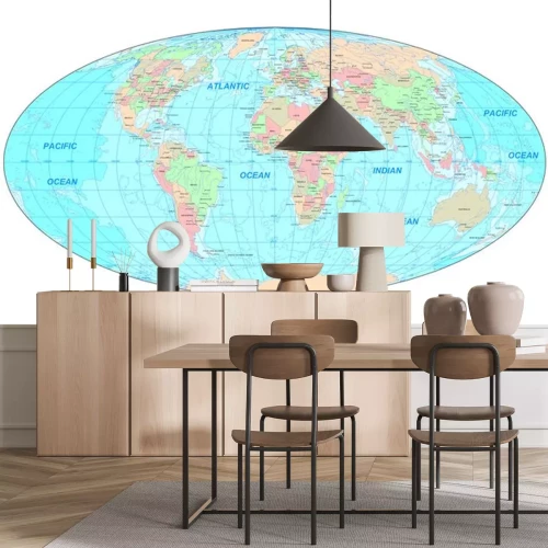 Sticker Politieke kaart van de wereld