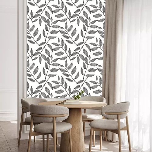Behang Seamless vector background with hand drawn leaves, eucalyptus pattern