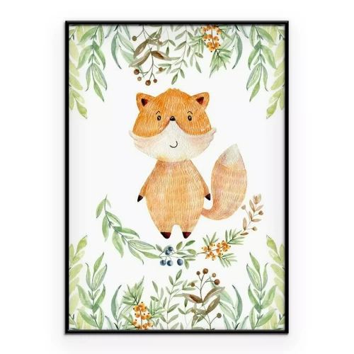 Poster Een sprookjesachtige vos tussen de takjes