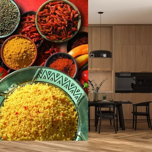Fotobehang Couscousgrutten en kruiden