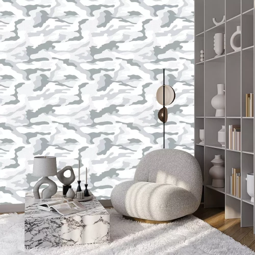 Behang Dot pattern camouflage seamless background in white