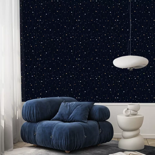 Behang Seamless space pattern with gold star rain on dark blue background