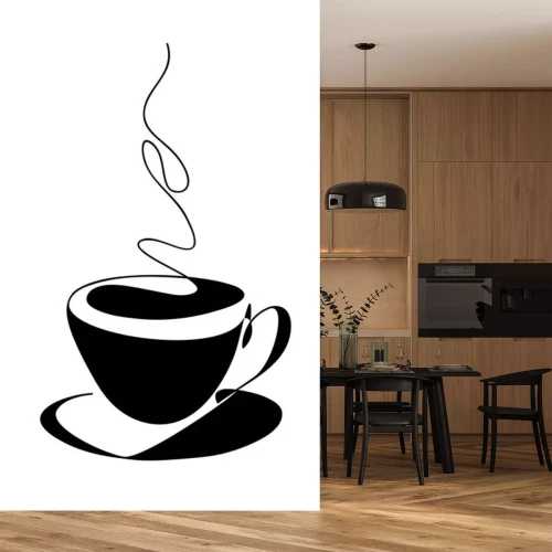 Sticker Een kopje koffie zwart-wit afbeeldingen