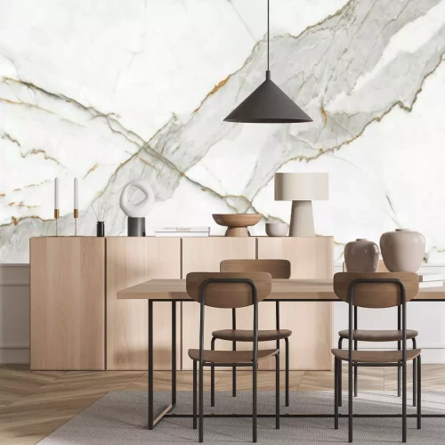 Fotobehang Uitgehakt wit marmer