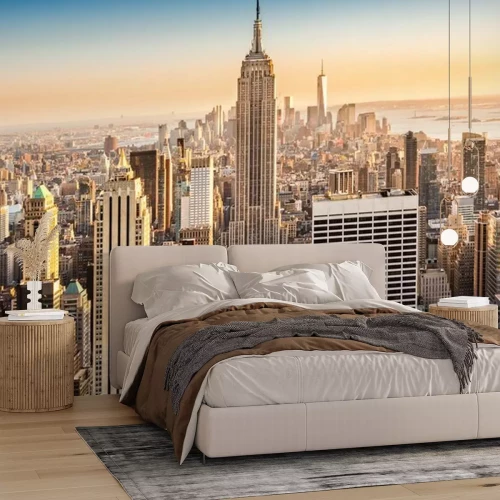 Fotobehang Uitzicht op de skyline van New York City op een zonnige middag