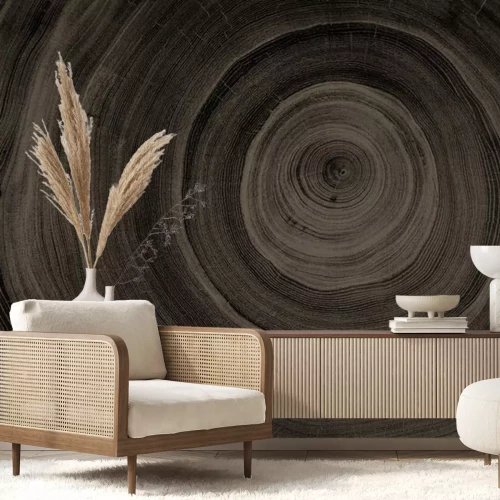 Sticker Dwarsdoorsnede van donker hout