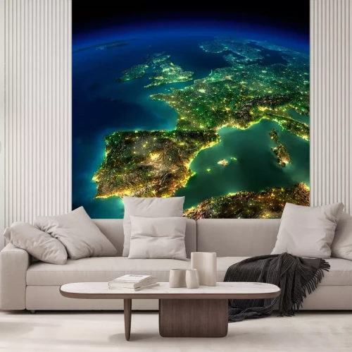 Fotobehang De aarde verlicht vanuit het heelal