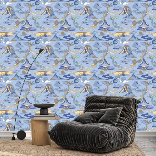 Behang Watervallen tussen bergformaties