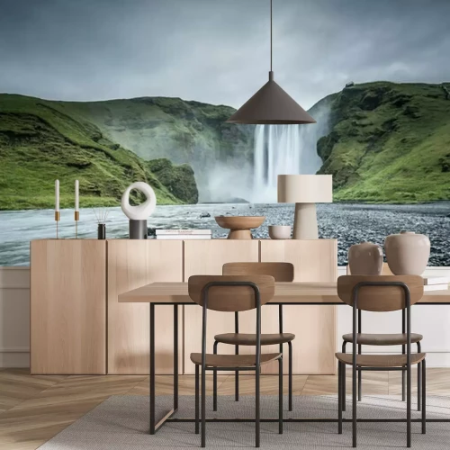 Fotobehang Skogafoss waterval in de winter op IJsland