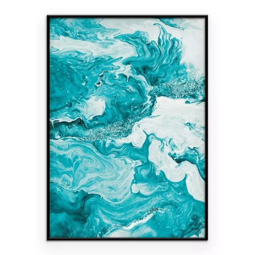 Poster Gemarmerde achtergrond in een turquoise tint.