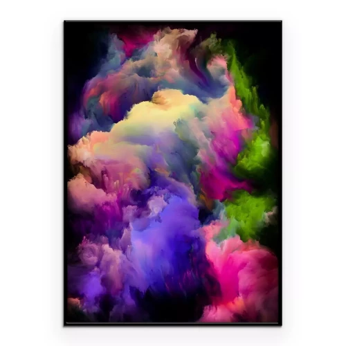 Poster Kleurrijke rook op een zwarte achtergrond