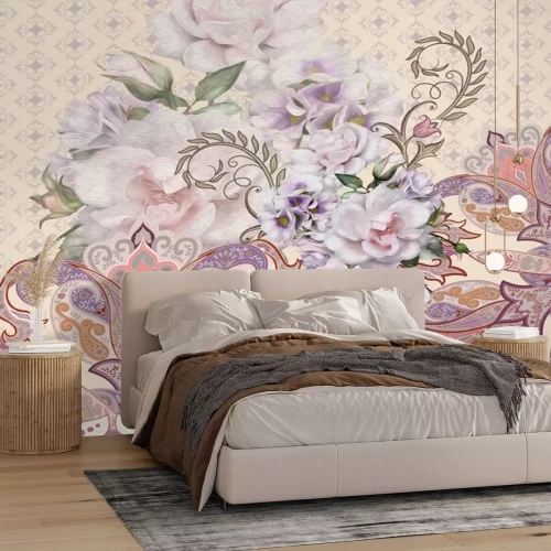 Sticker vintage floral background with flowers