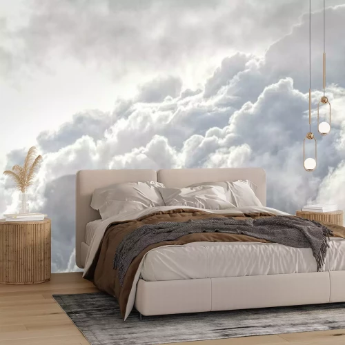 Fotobehang Lagen van witte wolken