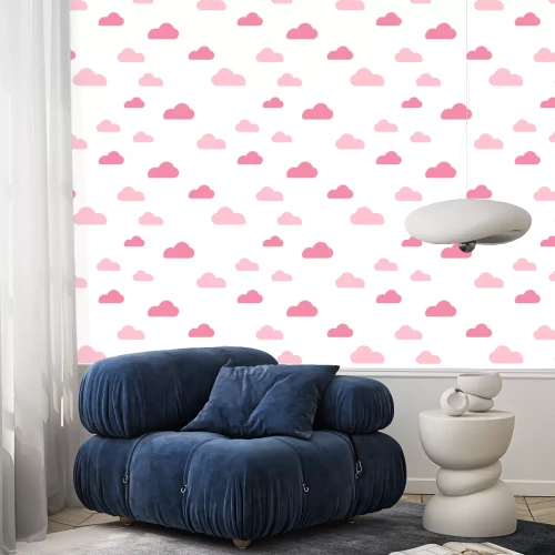 Behang Pink cloud seamless pattern vector design baby art. Baby shower clouds , sky seamless pattern texture - Vector