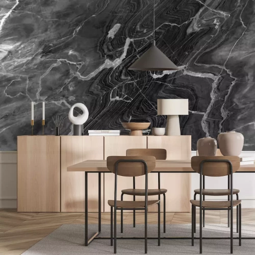 Fotobehang Grijs vloeiend marmer