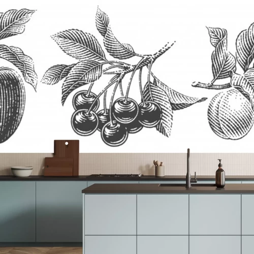 Sticker Zwart-wit fruit realistische schets